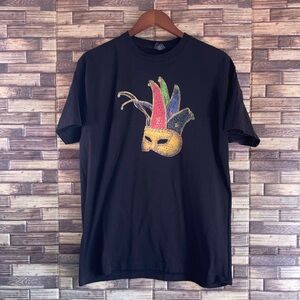 Unisex EUC Black Jim Beam Devils Cut Mardi Gras T Shirt Tultex XL